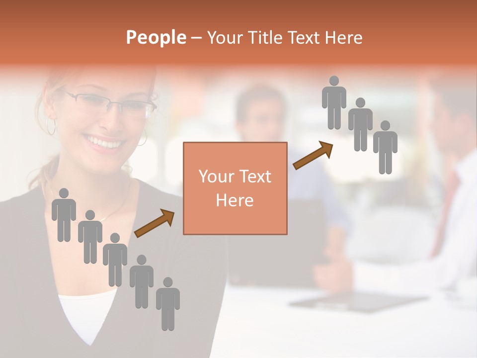 A Woman Is Smiling In Front Of A Group Of People PowerPoint Template
