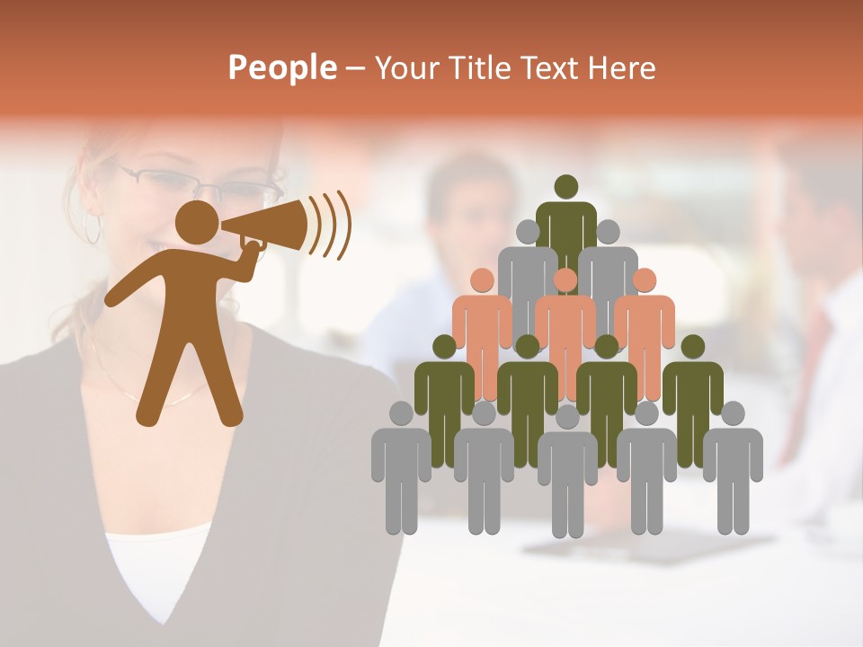 A Woman Is Smiling In Front Of A Group Of People PowerPoint Template