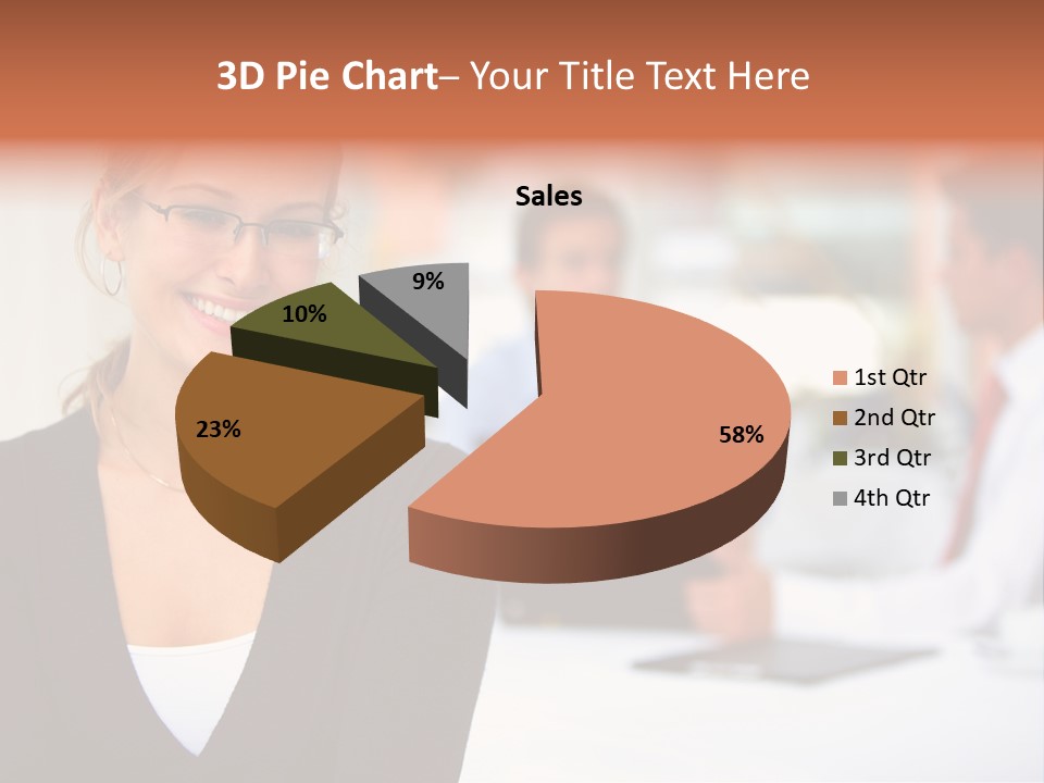 A Woman Is Smiling In Front Of A Group Of People PowerPoint Template
