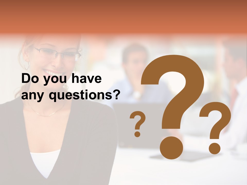 A Woman Is Smiling In Front Of A Group Of People PowerPoint Template