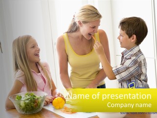 Daughter Smiling Brother PowerPoint Template