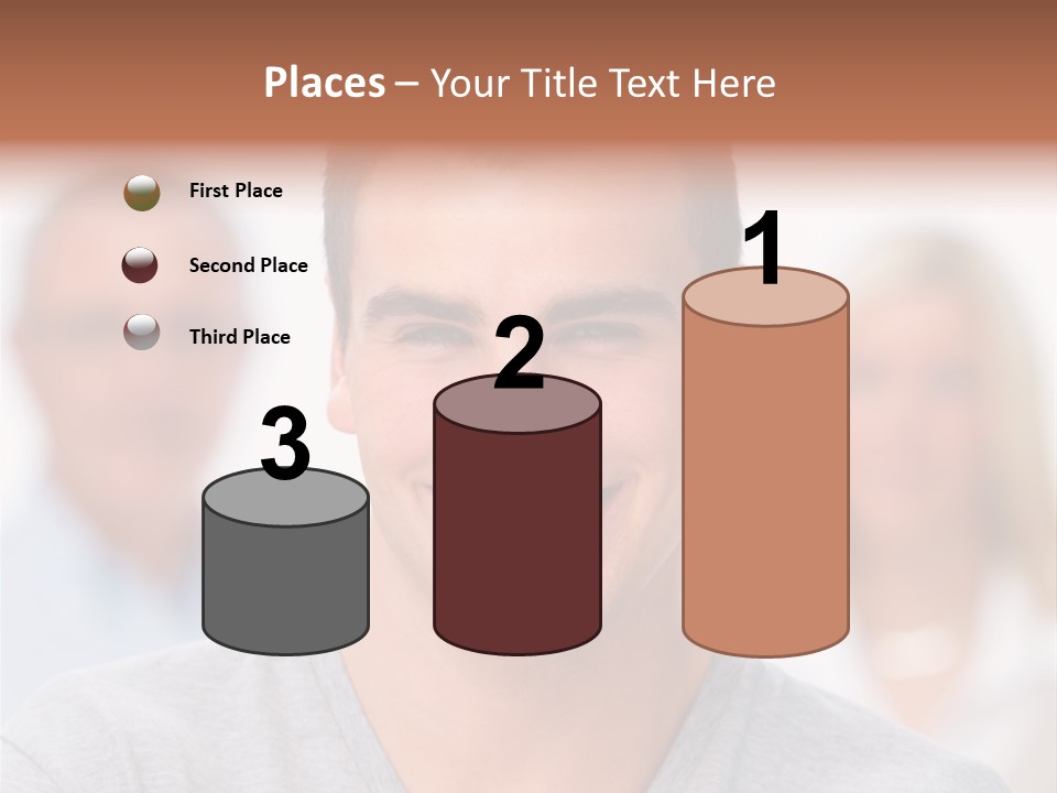 A Man Smiling With A Group Of People Behind Him PowerPoint Template