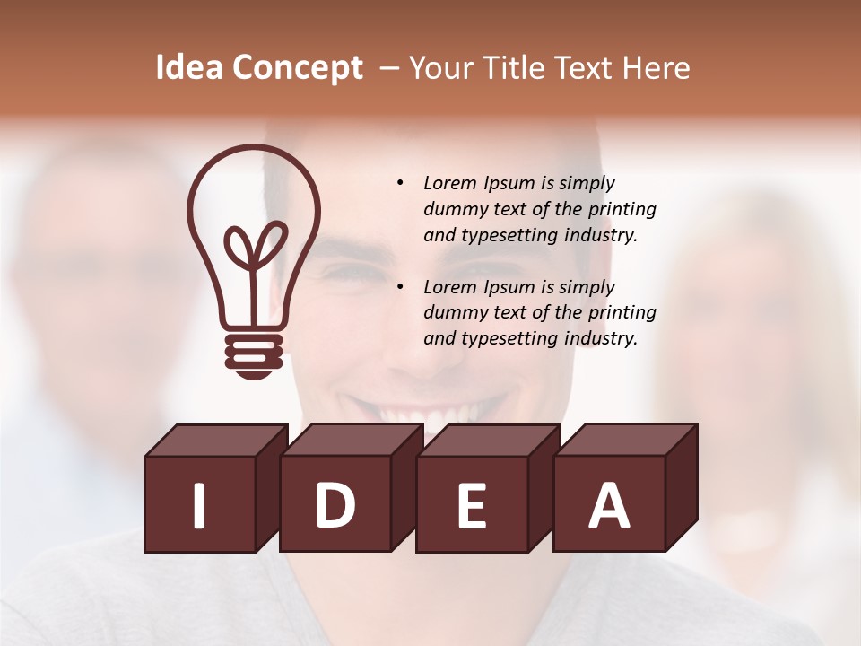 A Man Smiling With A Group Of People Behind Him PowerPoint Template