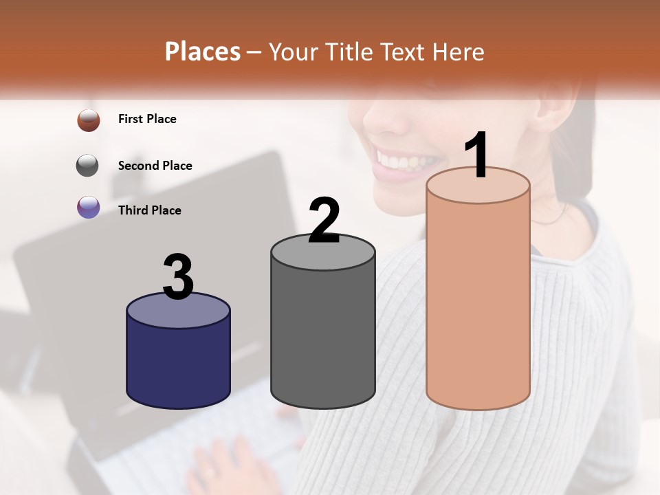 A Woman Holding A Laptop Computer In Her Hands PowerPoint Template