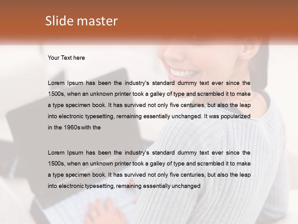 A Woman Holding A Laptop Computer In Her Hands PowerPoint Template