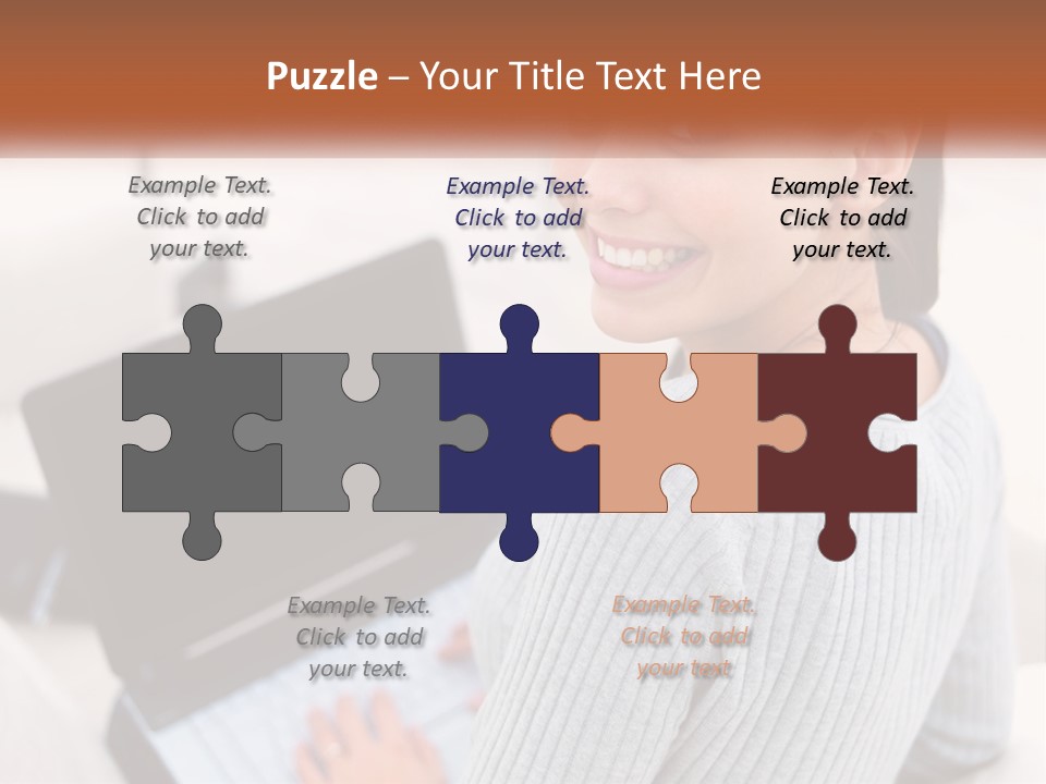 A Woman Holding A Laptop Computer In Her Hands PowerPoint Template