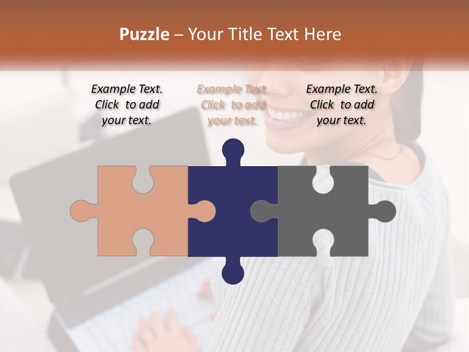 A Woman Holding A Laptop Computer In Her Hands PowerPoint Template