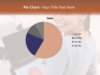 A Woman Holding A Laptop Computer In Her Hands PowerPoint Template