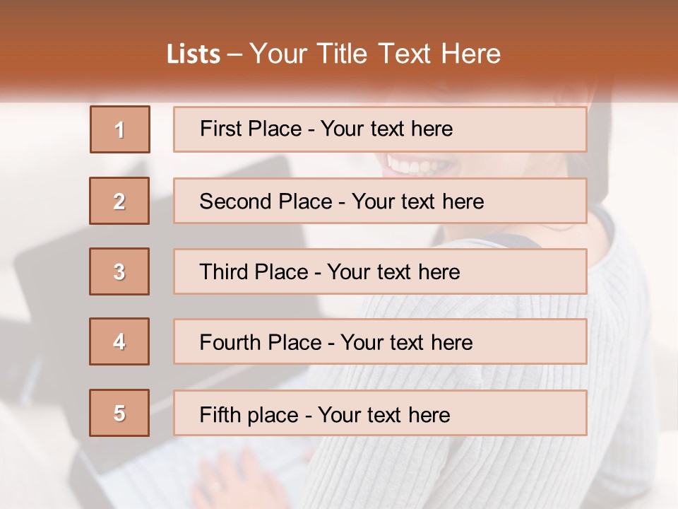 A Woman Holding A Laptop Computer In Her Hands PowerPoint Template