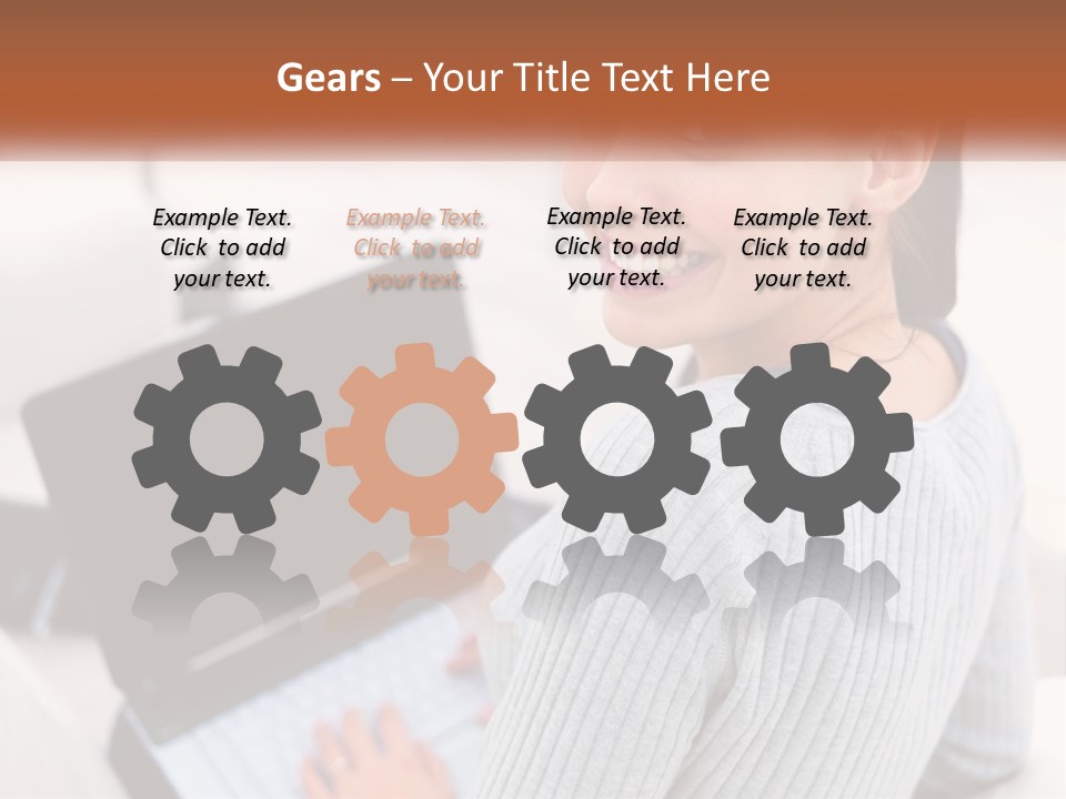 A Woman Holding A Laptop Computer In Her Hands PowerPoint Template