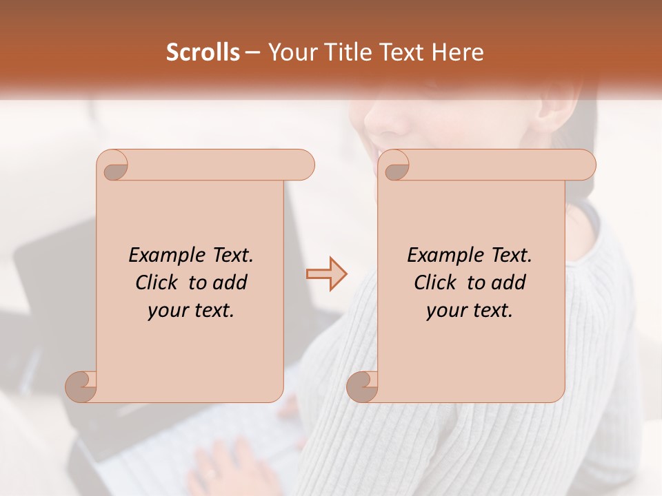 A Woman Holding A Laptop Computer In Her Hands PowerPoint Template