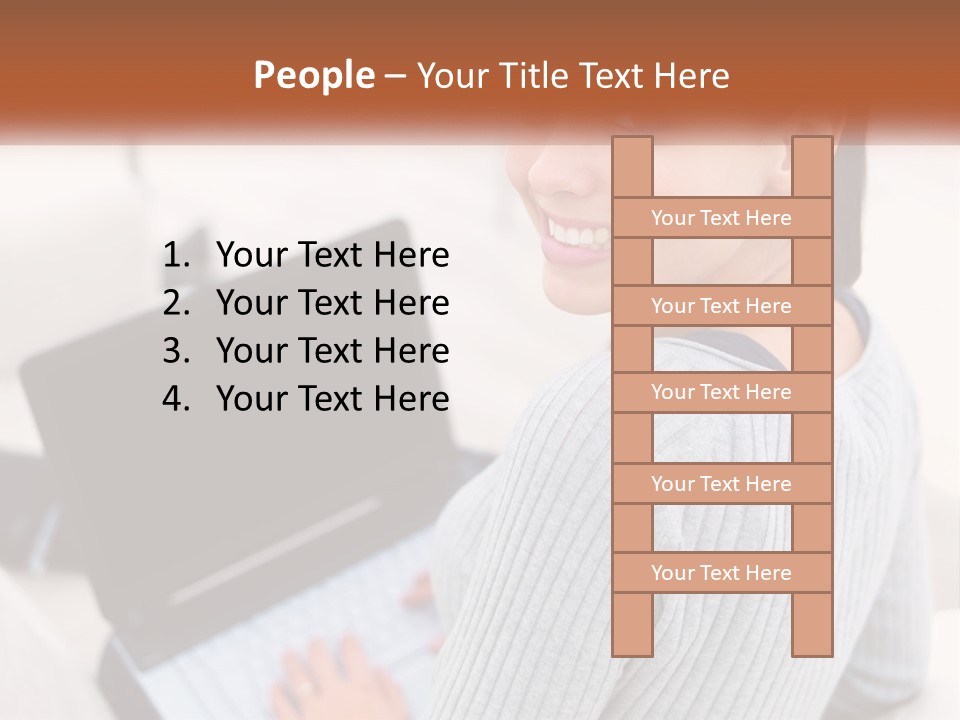 A Woman Holding A Laptop Computer In Her Hands PowerPoint Template