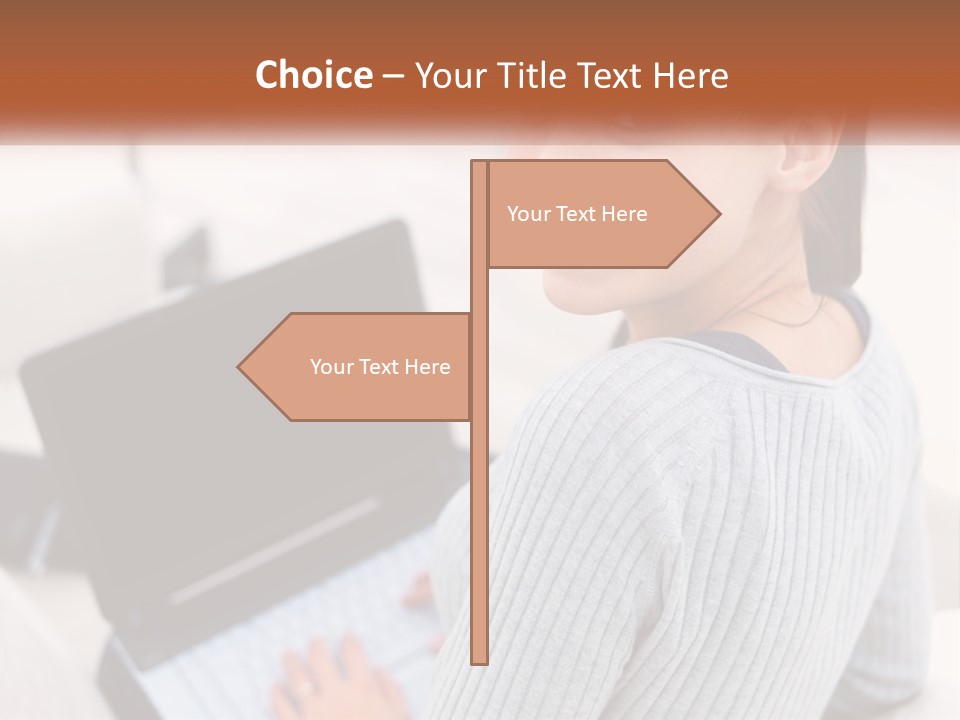 A Woman Holding A Laptop Computer In Her Hands PowerPoint Template