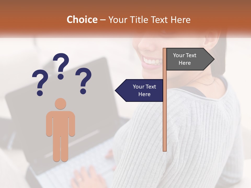 A Woman Holding A Laptop Computer In Her Hands PowerPoint Template