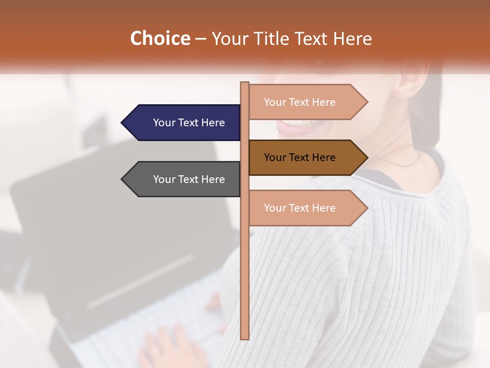 A Woman Holding A Laptop Computer In Her Hands PowerPoint Template
