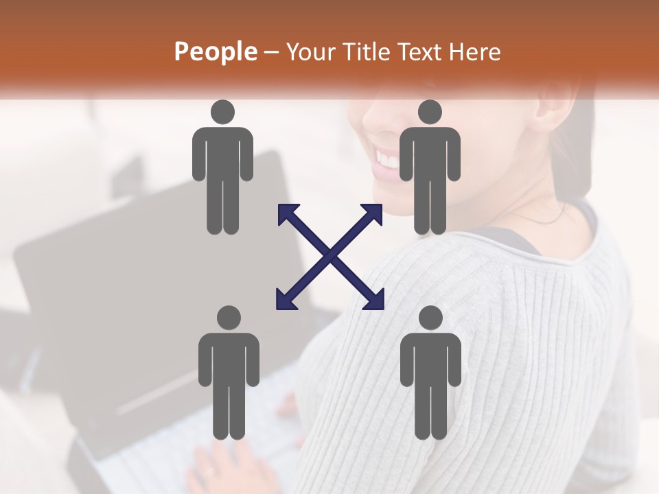 A Woman Holding A Laptop Computer In Her Hands PowerPoint Template