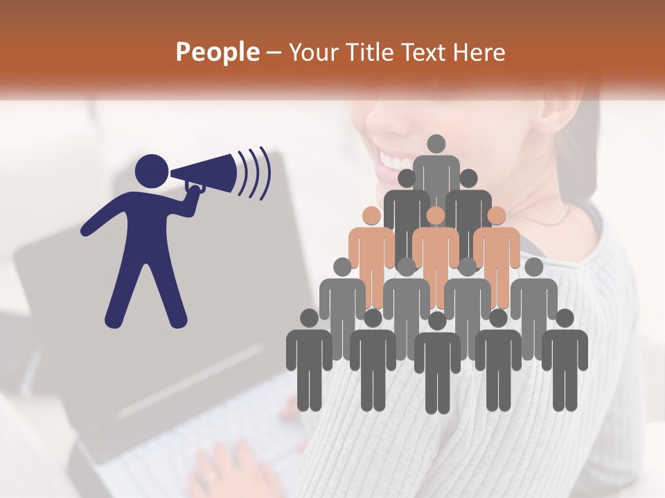 A Woman Holding A Laptop Computer In Her Hands PowerPoint Template