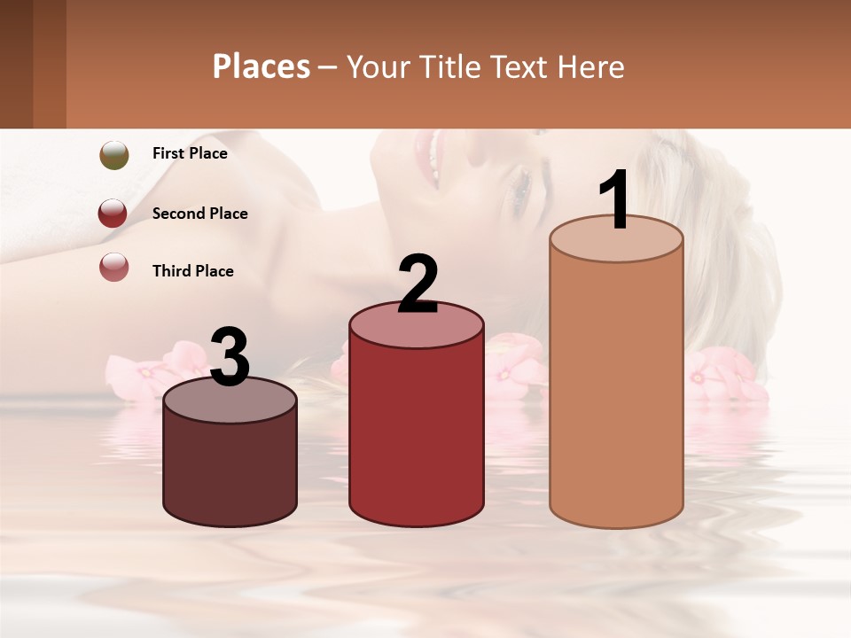 A Woman Laying On The Water With Pink Flowers PowerPoint Template