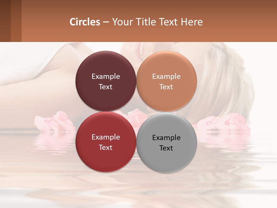 A Woman Laying On The Water With Pink Flowers PowerPoint Template