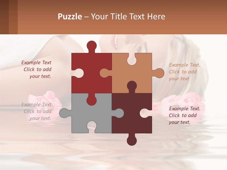 A Woman Laying On The Water With Pink Flowers PowerPoint Template