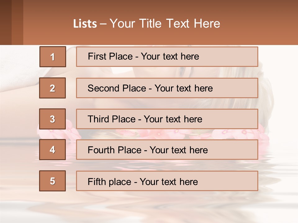 A Woman Laying On The Water With Pink Flowers PowerPoint Template