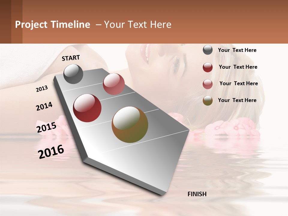 A Woman Laying On The Water With Pink Flowers PowerPoint Template