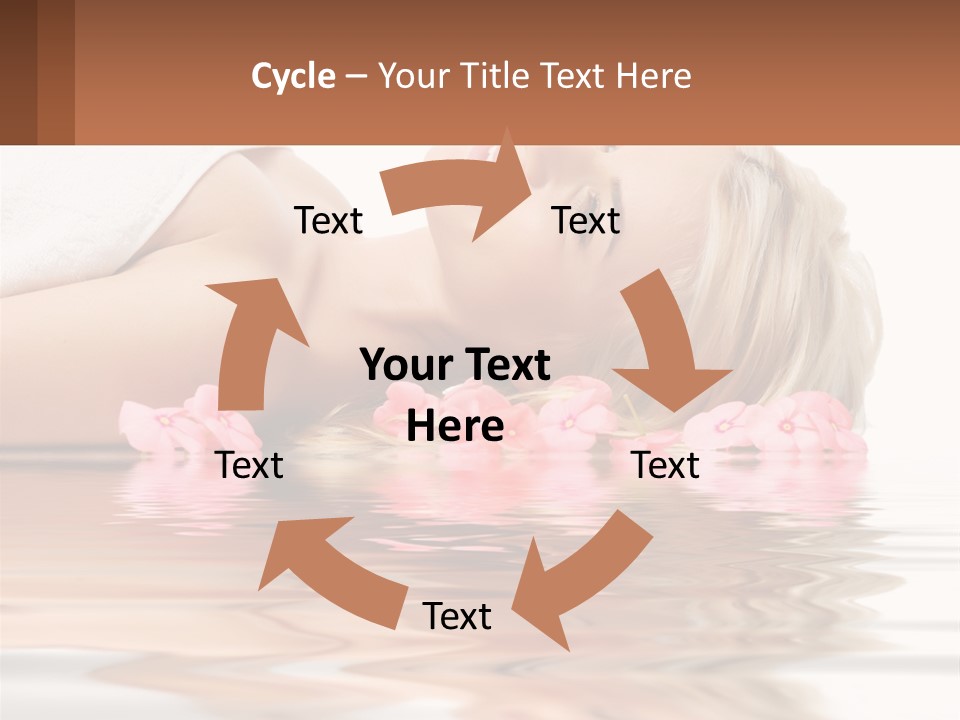 A Woman Laying On The Water With Pink Flowers PowerPoint Template