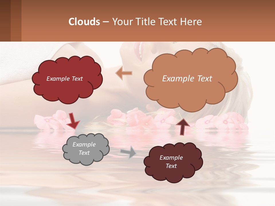 A Woman Laying On The Water With Pink Flowers PowerPoint Template