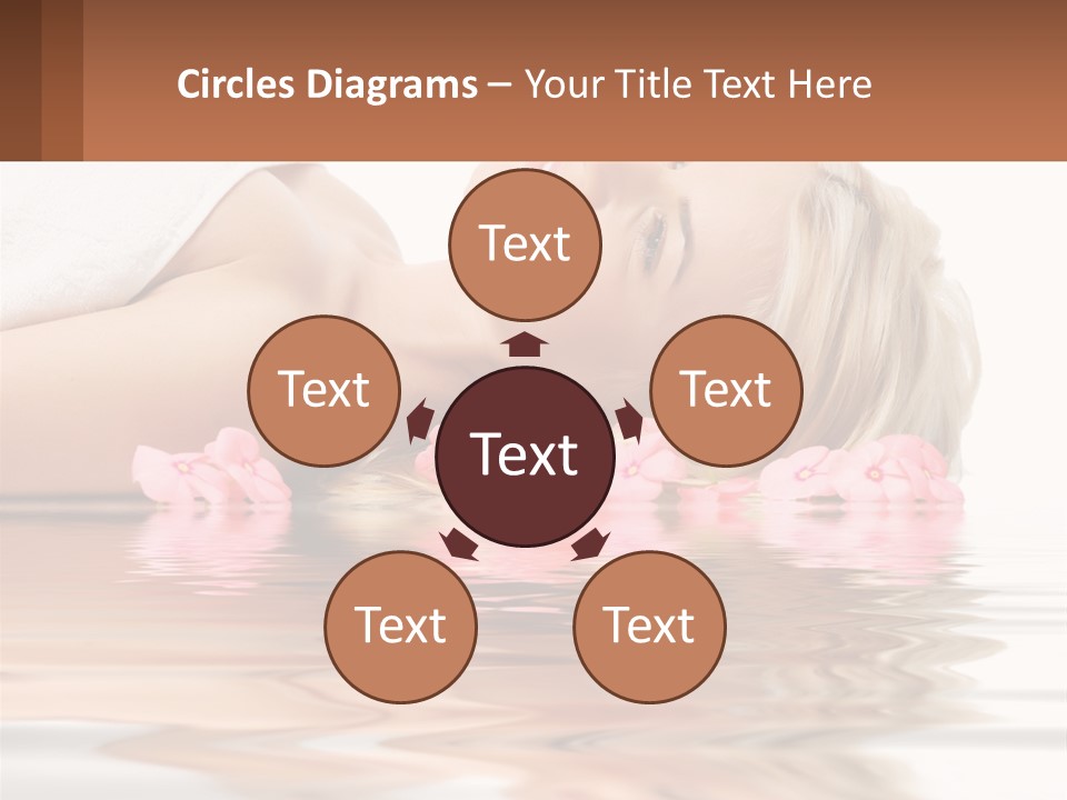 A Woman Laying On The Water With Pink Flowers PowerPoint Template