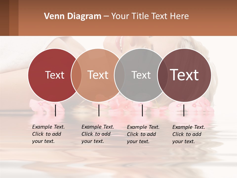 A Woman Laying On The Water With Pink Flowers PowerPoint Template