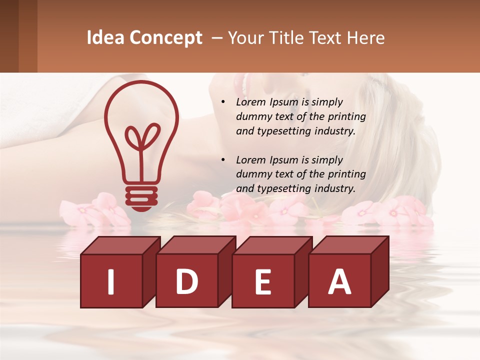 A Woman Laying On The Water With Pink Flowers PowerPoint Template