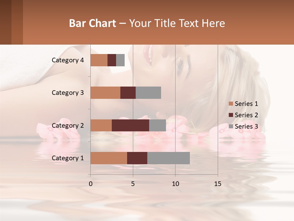 A Woman Laying On The Water With Pink Flowers PowerPoint Template