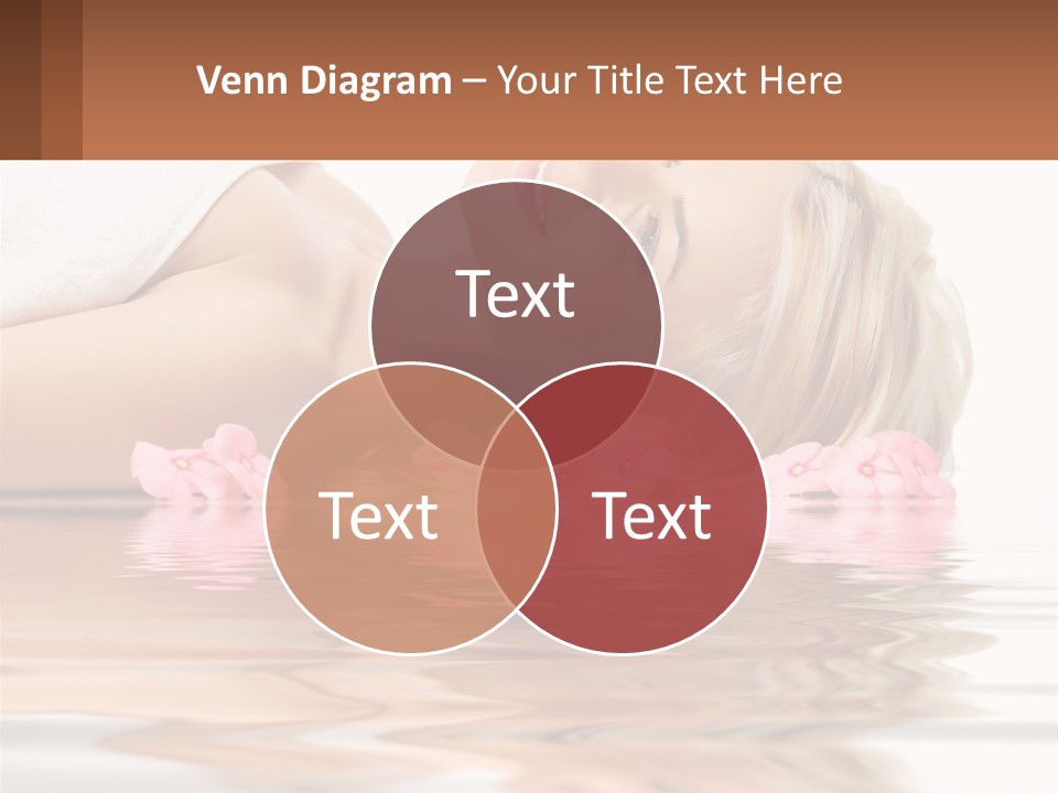 A Woman Laying On The Water With Pink Flowers PowerPoint Template