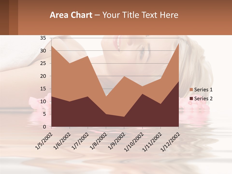 A Woman Laying On The Water With Pink Flowers PowerPoint Template