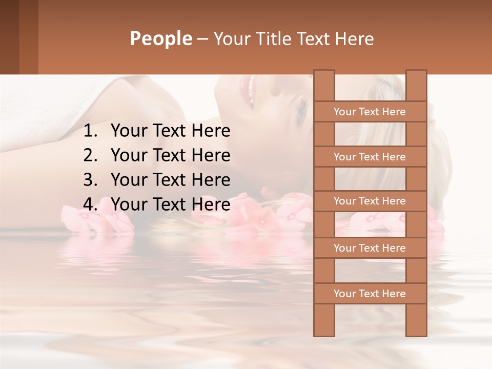 A Woman Laying On The Water With Pink Flowers PowerPoint Template