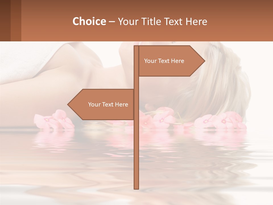 A Woman Laying On The Water With Pink Flowers PowerPoint Template