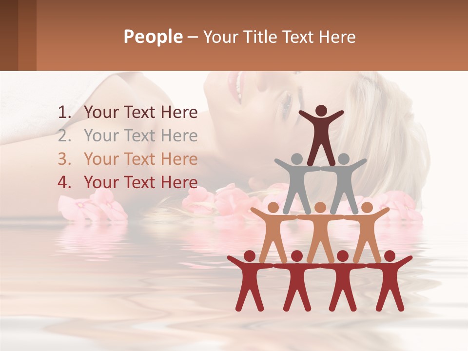 A Woman Laying On The Water With Pink Flowers PowerPoint Template