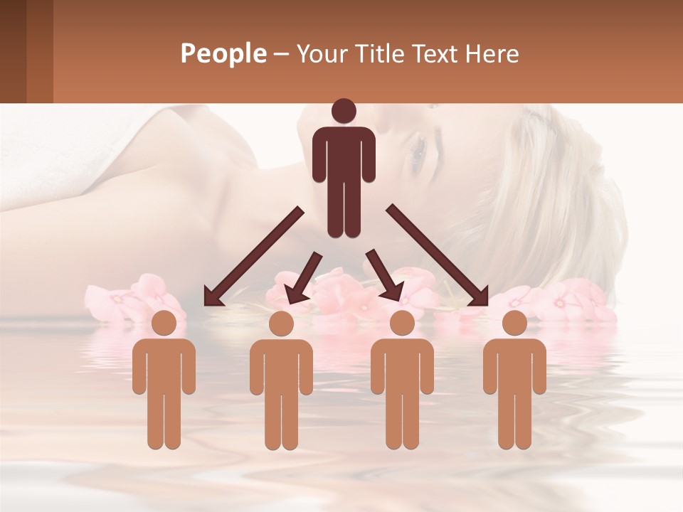 A Woman Laying On The Water With Pink Flowers PowerPoint Template