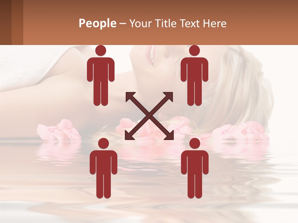 A Woman Laying On The Water With Pink Flowers PowerPoint Template