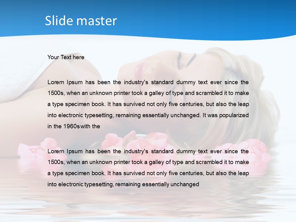 A Beautiful Woman Laying On The Water With Pink Flowers PowerPoint Template