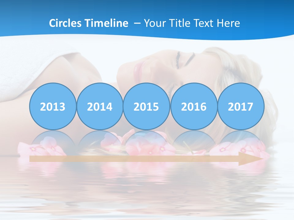 A Beautiful Woman Laying On The Water With Pink Flowers PowerPoint Template