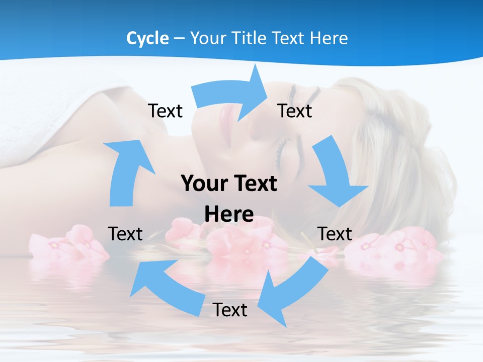 A Beautiful Woman Laying On The Water With Pink Flowers PowerPoint Template