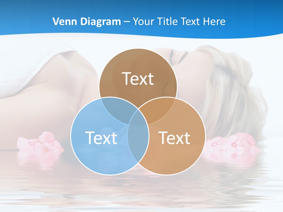 A Beautiful Woman Laying On The Water With Pink Flowers PowerPoint Template