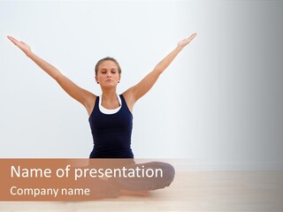 A Woman In A Yoga Pose With Her Arms Outstretched PowerPoint Template
