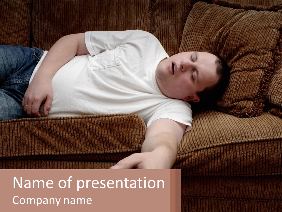 A Man Laying On A Couch With His Eyes Closed PowerPoint Template