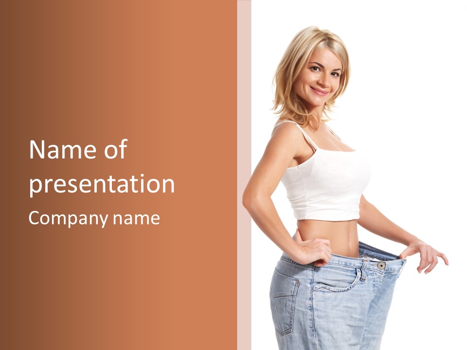 A Woman In A White Top Is Standing With Her Hands On Her Hips PowerPoint Template