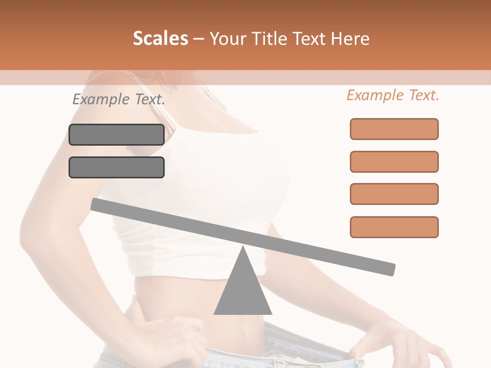 A Woman In A White Top Is Standing With Her Hands On Her Hips PowerPoint Template