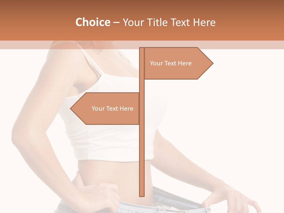 A Woman In A White Top Is Standing With Her Hands On Her Hips PowerPoint Template
