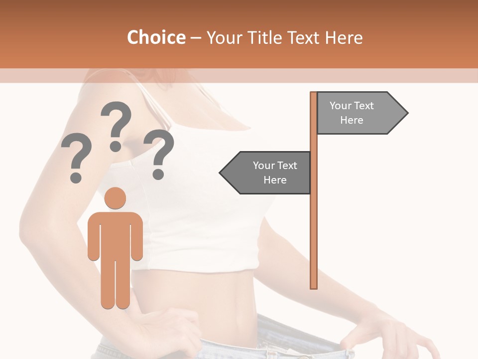 A Woman In A White Top Is Standing With Her Hands On Her Hips PowerPoint Template