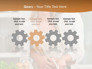 A Man And Woman Cutting Vegetables On A Cutting Board PowerPoint Template